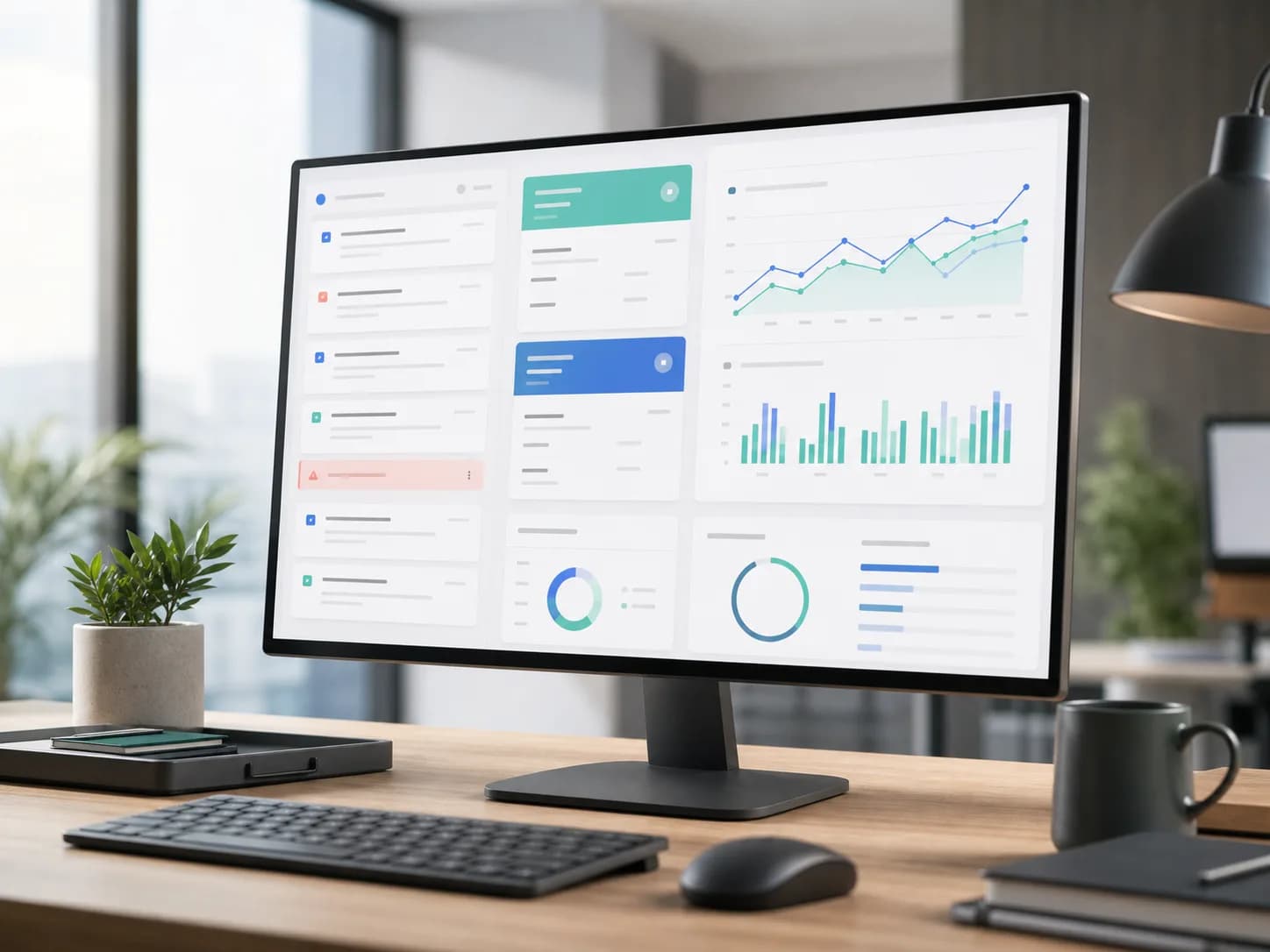 Operations dashboard combining requests, reports, and finance signals